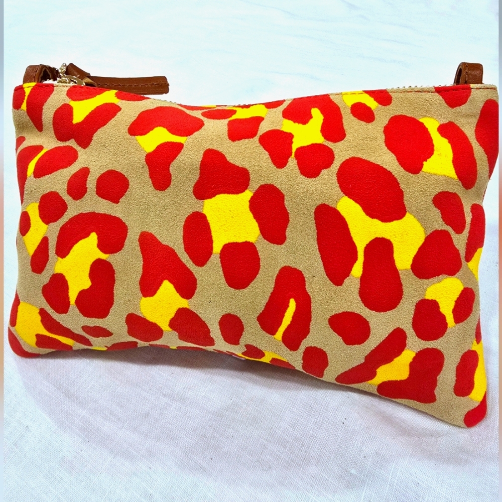Clare V Red and Yellow Patterned Clutch